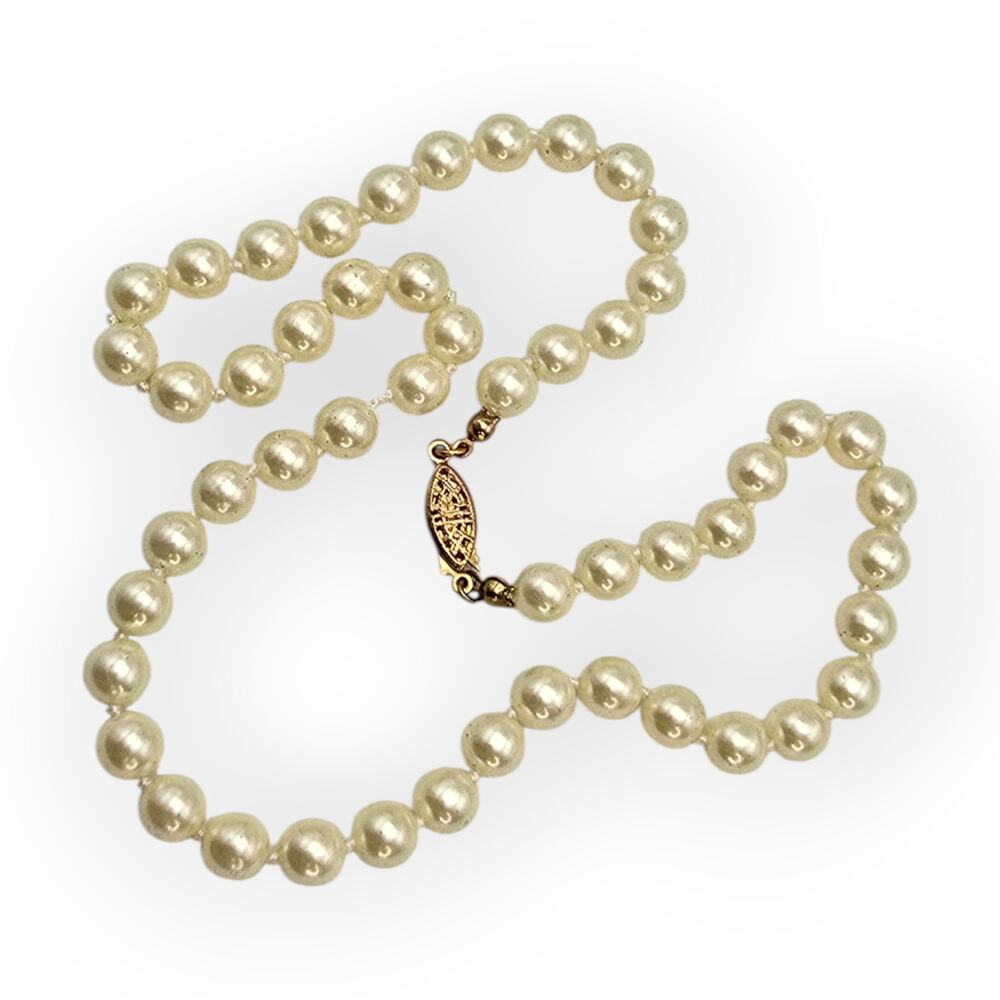 Avon Faux Pearl Gold Filigree Clasp Vintage Necklace – Classic Victorian Romance